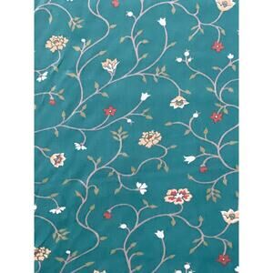 Vtg Upholstery Fabric 58x56" Green Vining Floral Polished Chintz Margin Designs